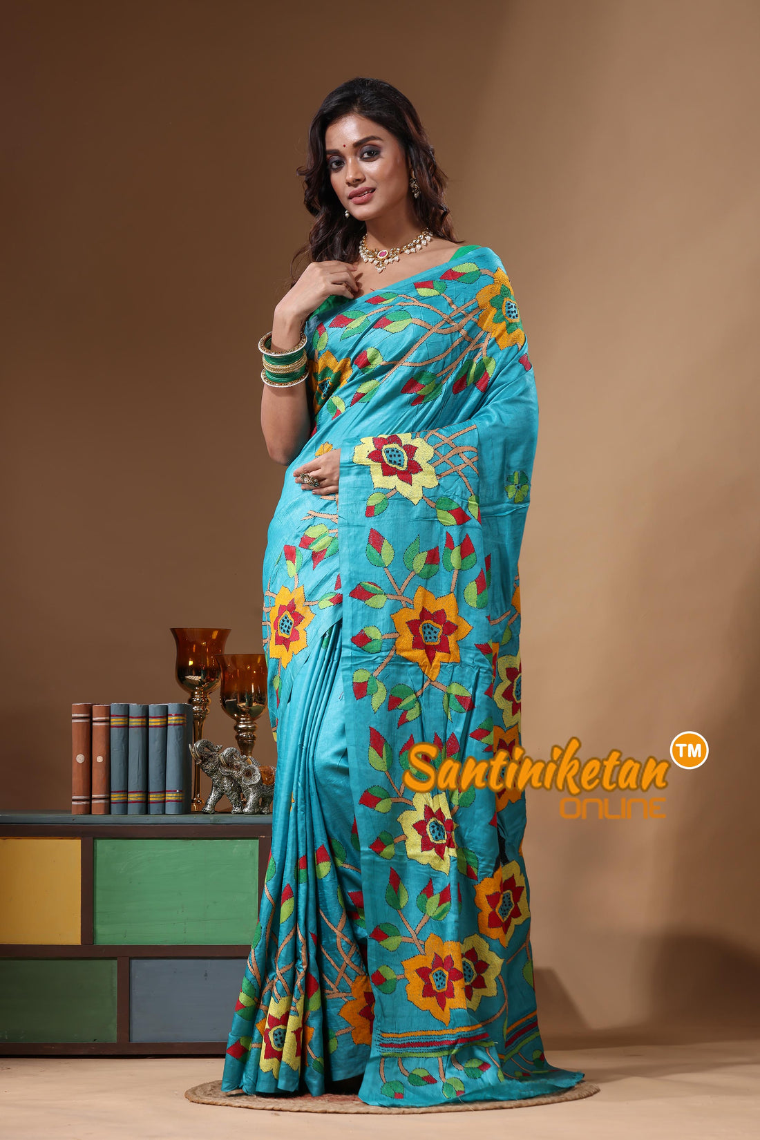 Dye Pure Gachi Tussar Kantha Stitch Saree SN2631570