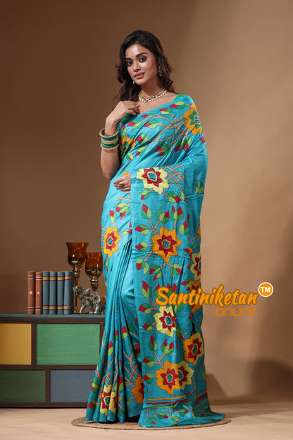 Dye Pure Gachi Tussar Kantha Stitch Saree SN2631570