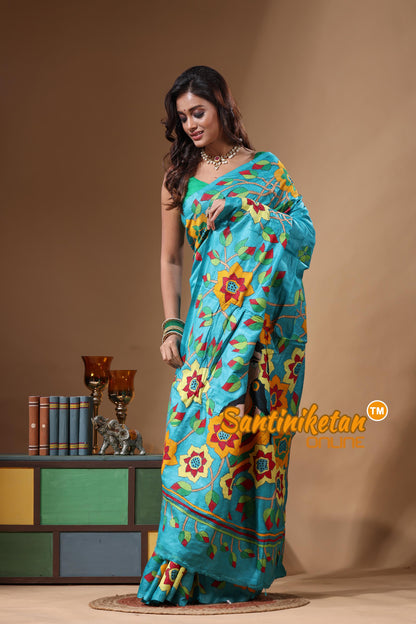 Dye Pure Gachi Tussar Kantha Stitch Saree SN2631570