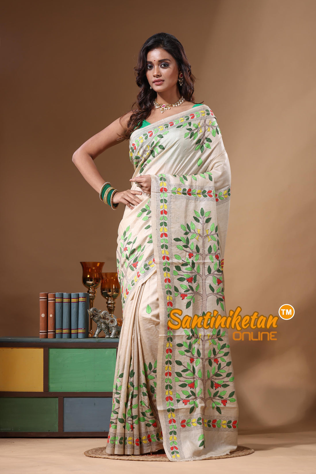 Pure Gachi Tussar Kantha Stitch Saree SN2631576