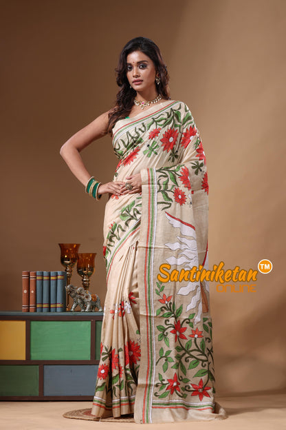 Pure Gachi Tussar Kantha Stitch Saree SN2631588