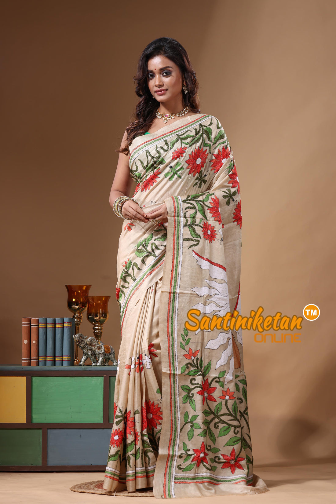 Pure Gachi Tussar Kantha Stitch Saree SN2631588