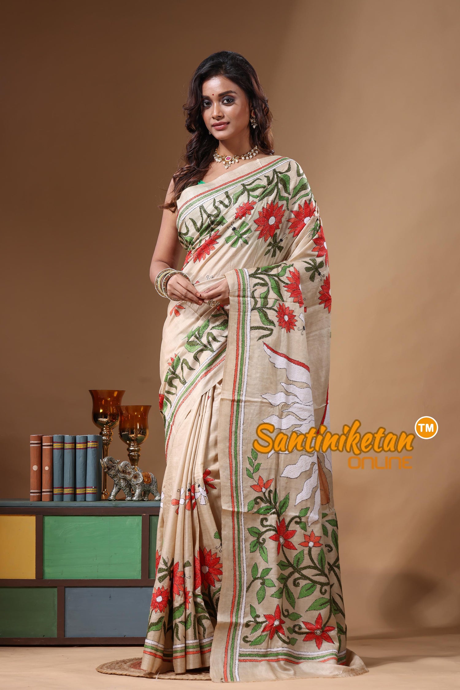 Pure Gachi Tussar Kantha Stitch Saree SN2631588