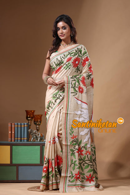 Pure Gachi Tussar Kantha Stitch Saree SN2631588