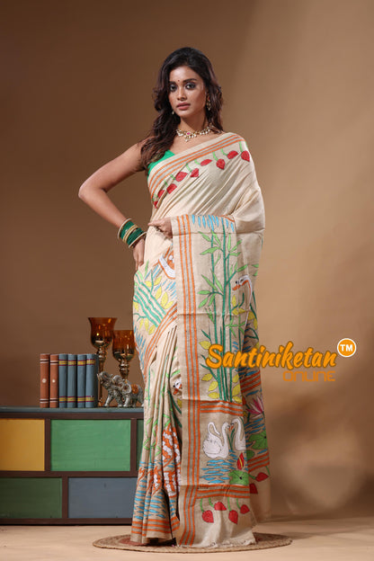Pure Gachi Tussar Kantha Stitch Saree SN2631594