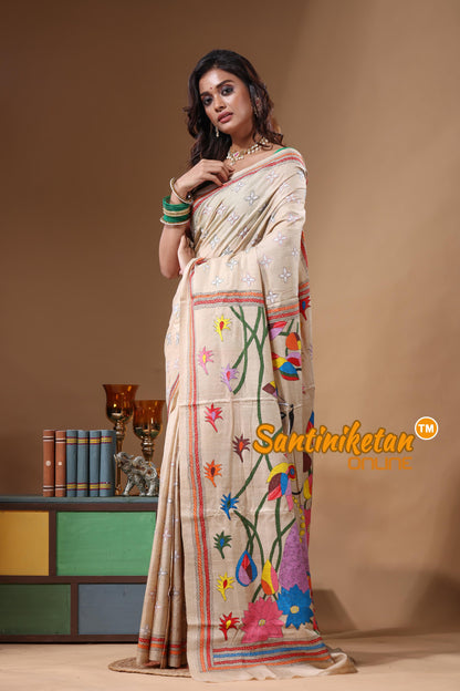 Pure Gachi Tussar Kantha Stitch Saree SN2631601