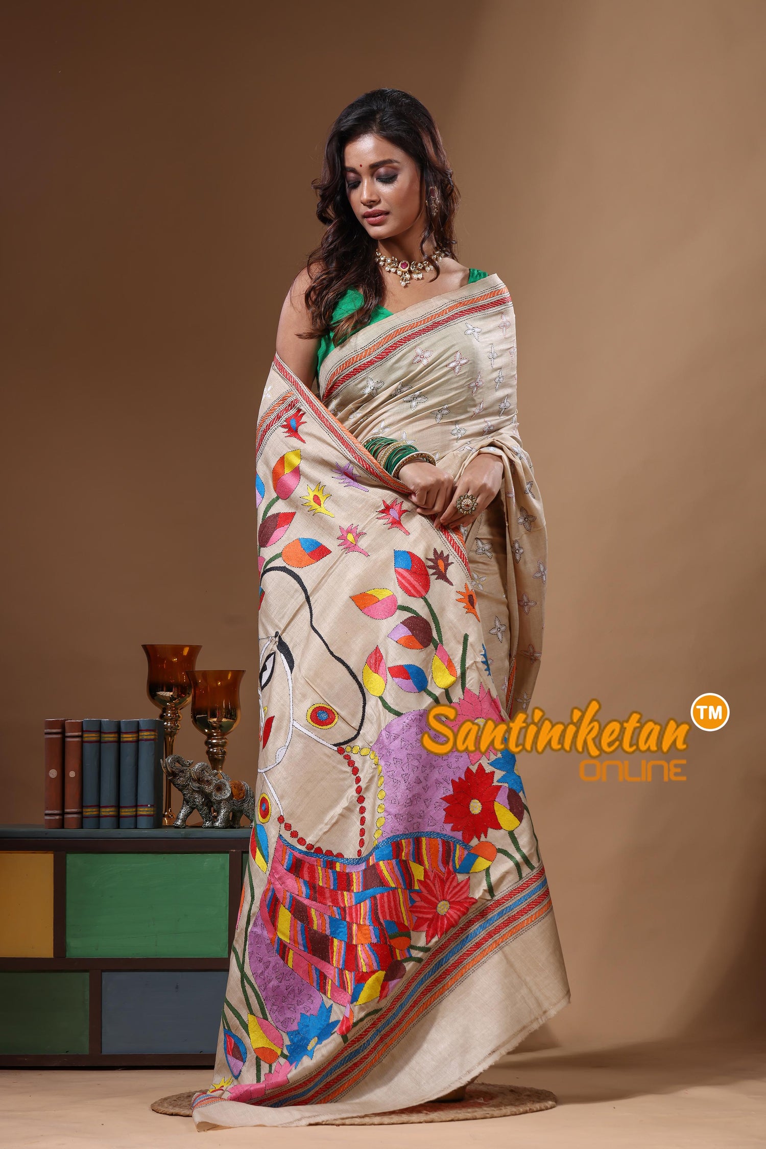 Pure Gachi Tussar Kantha Stitch Saree SN2631601