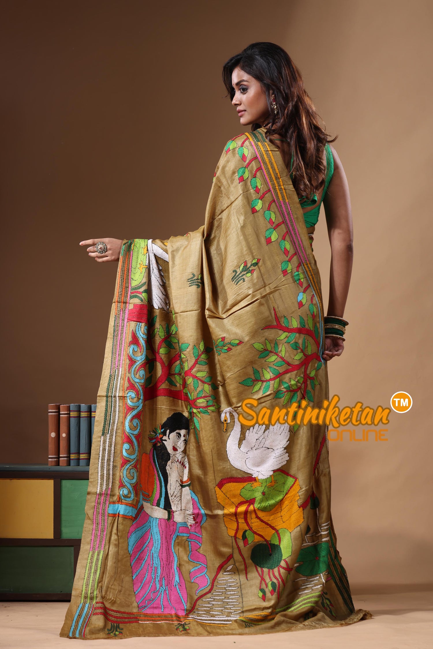 Dye Pure Gachi Tussar Kantha Stitch Saree SN2631613