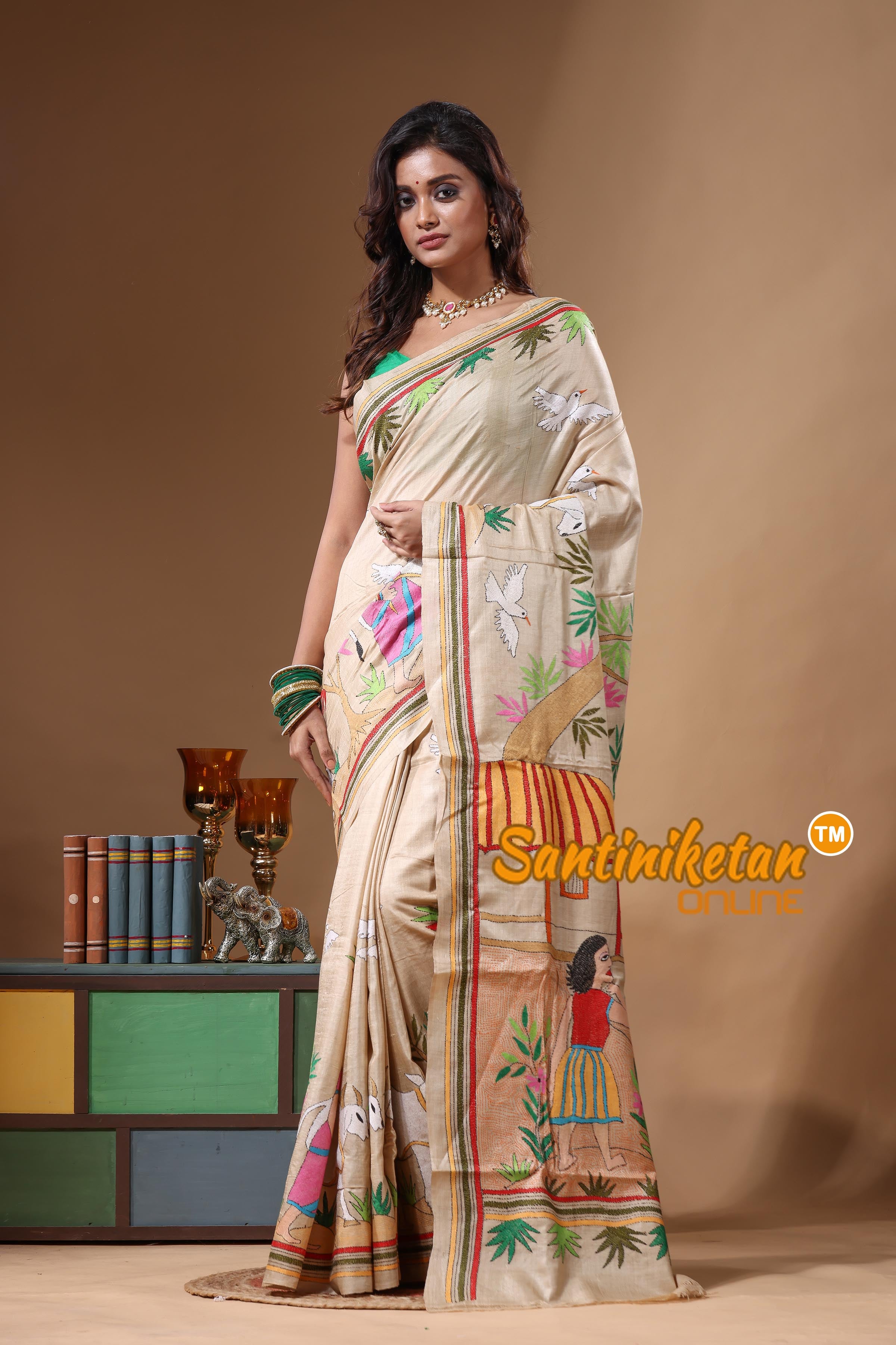 Pure Gachi Tussar Kantha Stitch Saree SN2631619