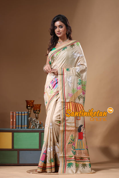 Pure Gachi Tussar Kantha Stitch Saree SN2631619