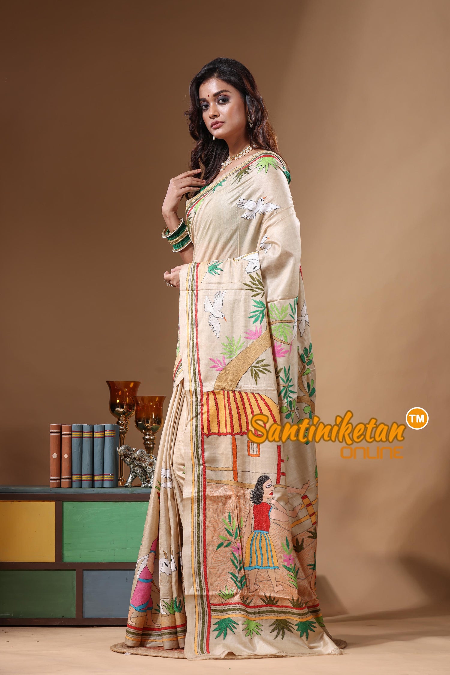 Pure Gachi Tussar Kantha Stitch Saree SN2631619