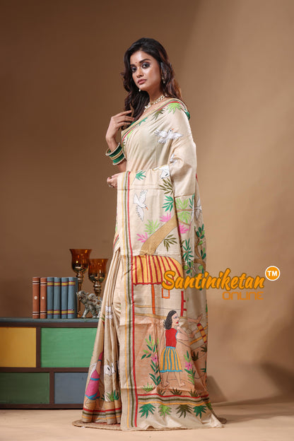 Pure Gachi Tussar Kantha Stitch Saree SN2631619