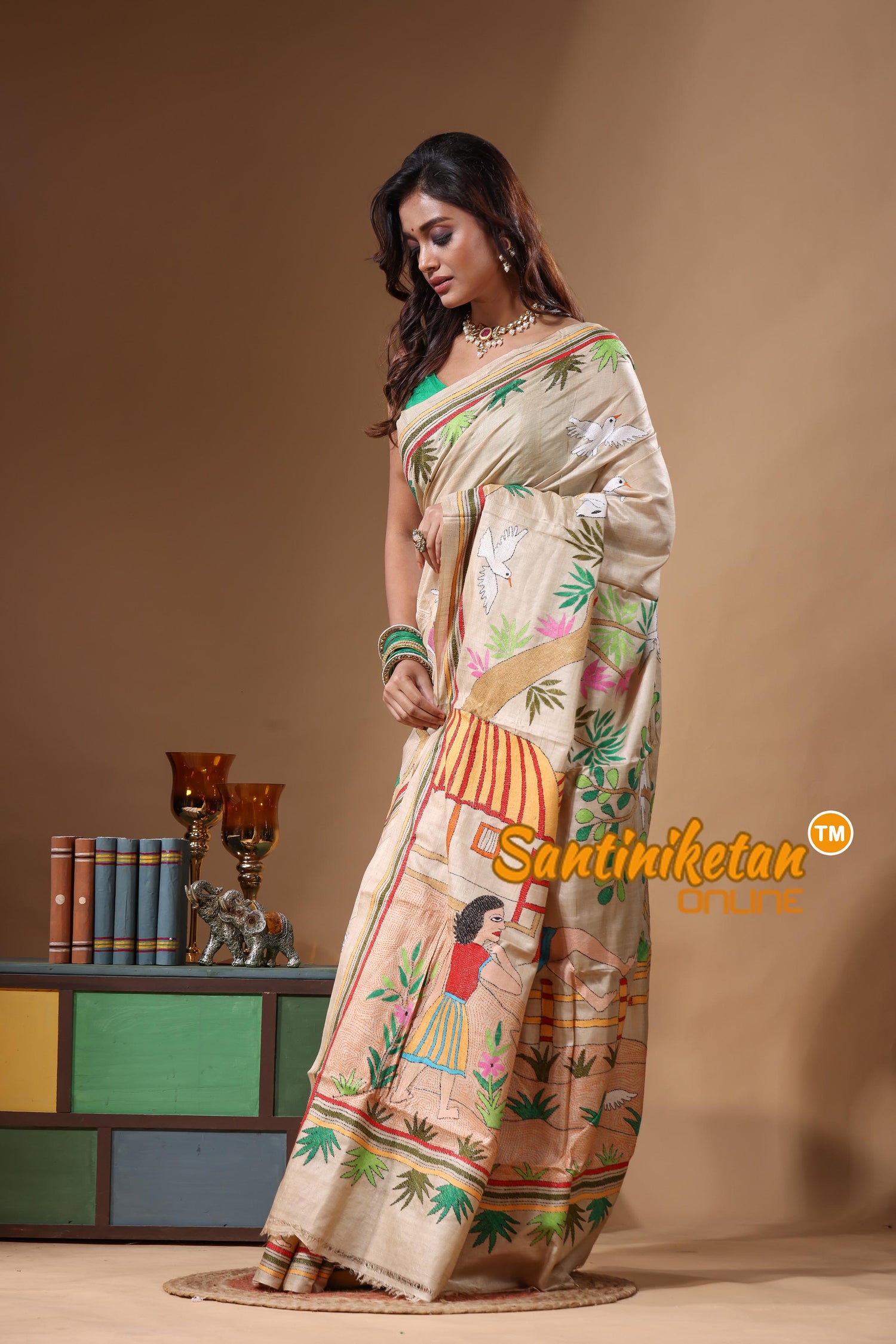 Pure Gachi Tussar Kantha Stitch Saree SN2631619