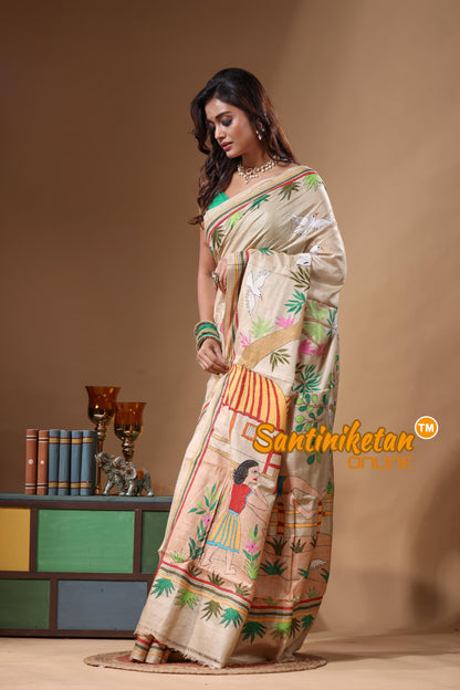 Pure Gachi Tussar Kantha Stitch Saree SN2631619