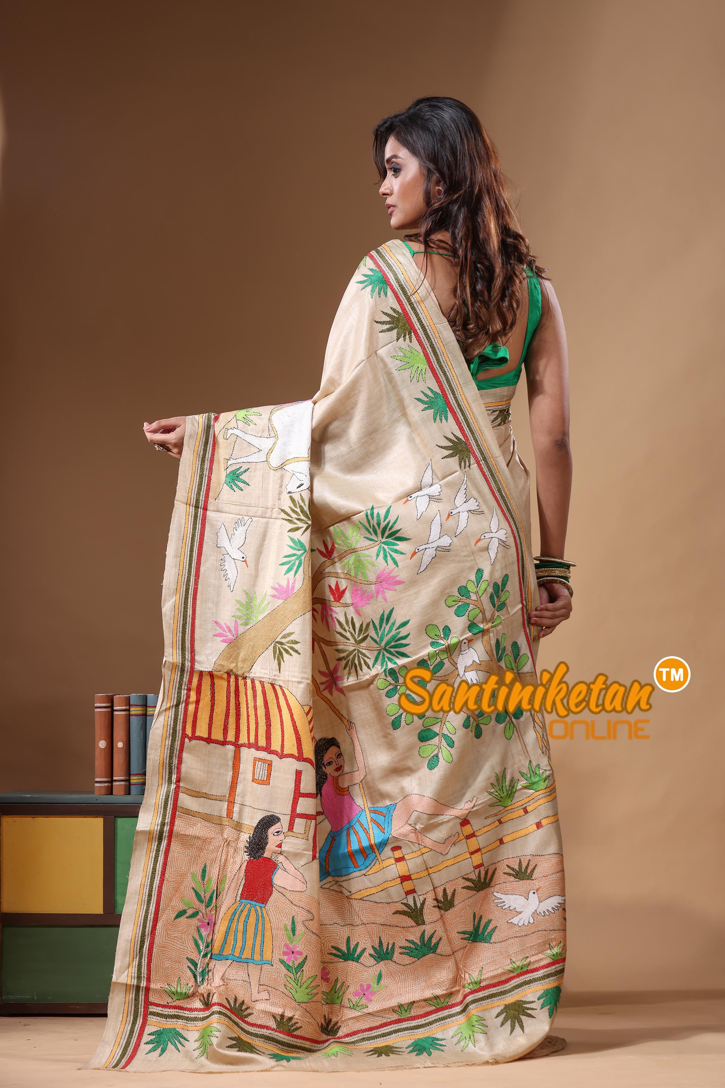 Pure Gachi Tussar Kantha Stitch Saree SN2631619