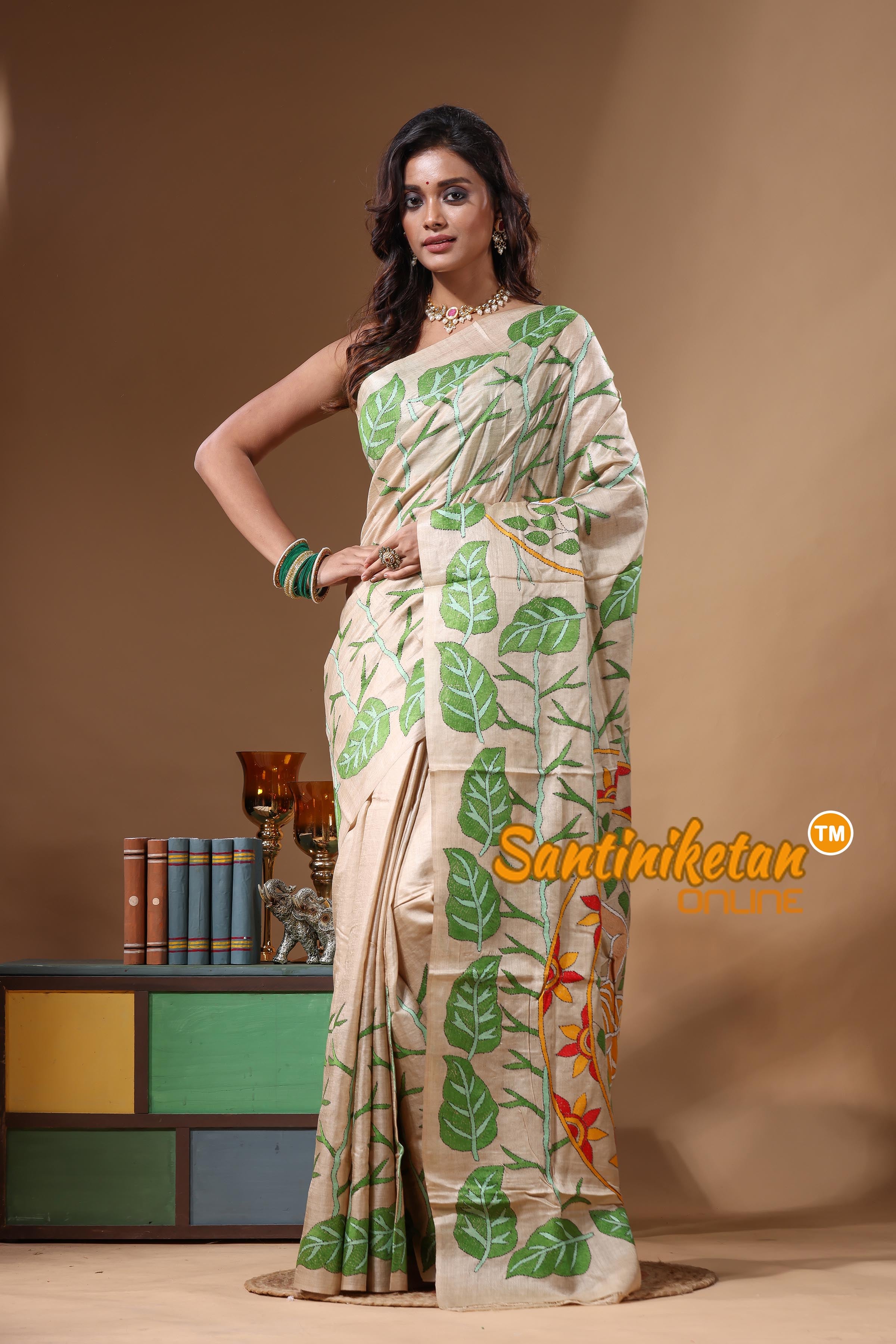 Pure Gachi Tussar Kantha Stitch Saree SN2631625