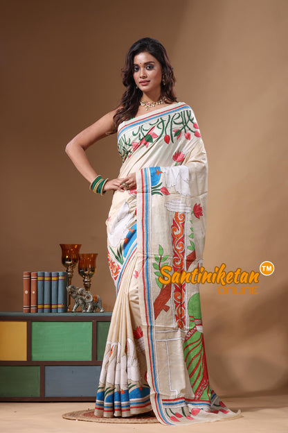 Pure Gachi Tussar Kantha Stitch Saree SN2631631