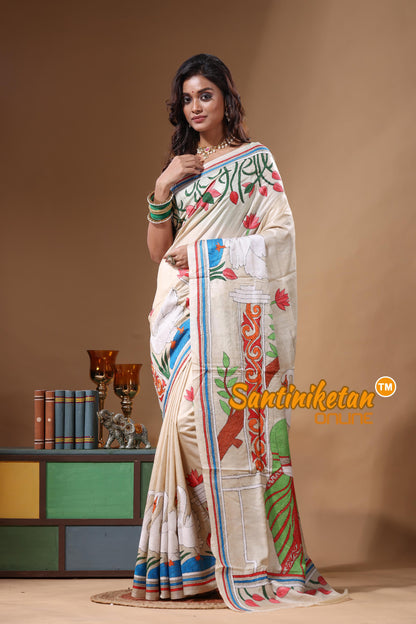 Pure Gachi Tussar Kantha Stitch Saree SN2631631