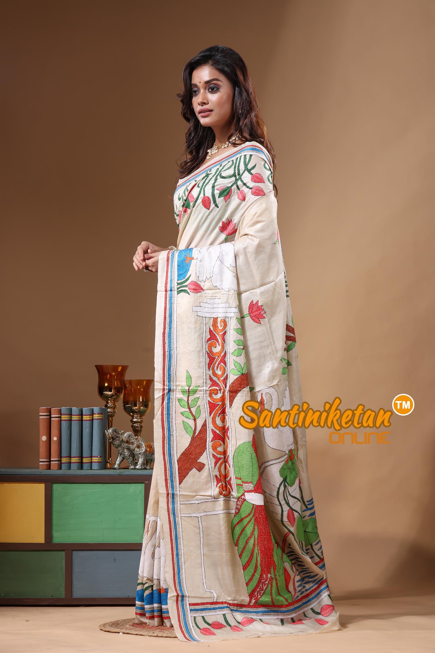Pure Gachi Tussar Kantha Stitch Saree SN2631631