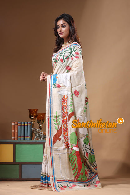 Pure Gachi Tussar Kantha Stitch Saree SN2631631