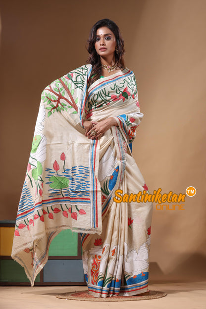 Pure Gachi Tussar Kantha Stitch Saree SN2631631
