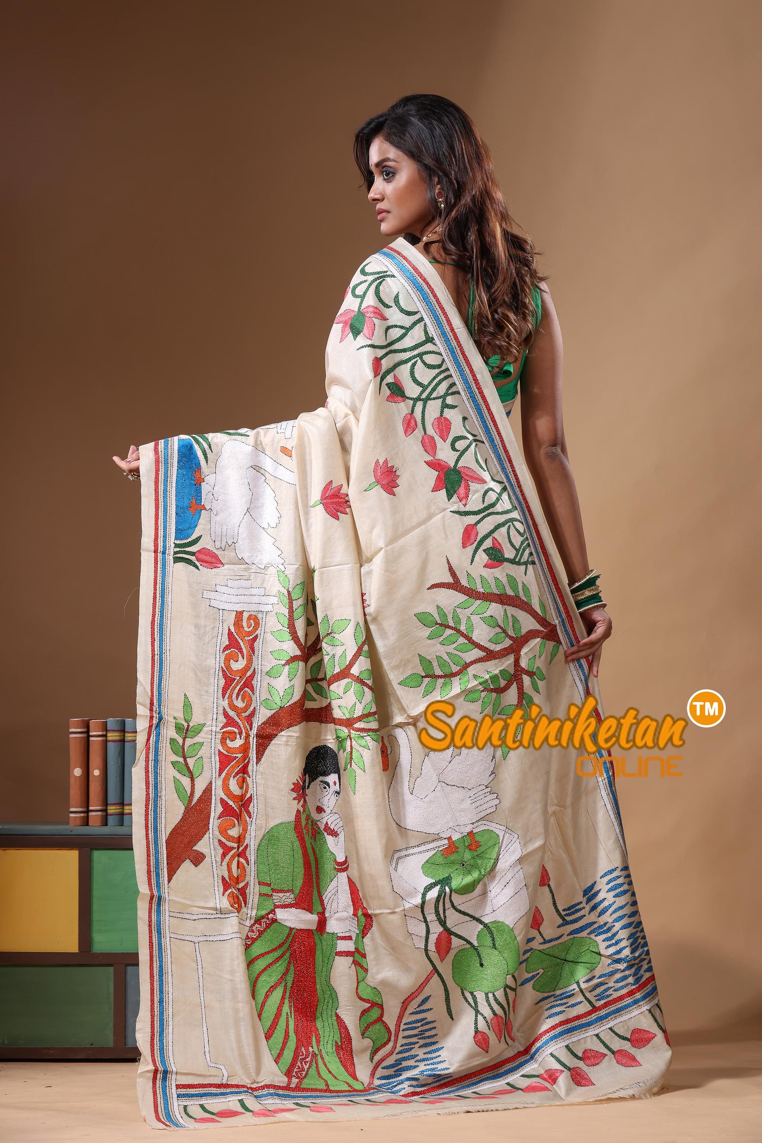 Pure Gachi Tussar Kantha Stitch Saree SN2631631