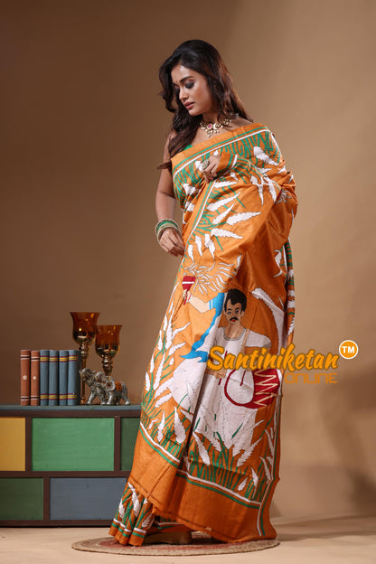 Dye Pure Gachi Tussar Kantha Stitch Saree SN2631638