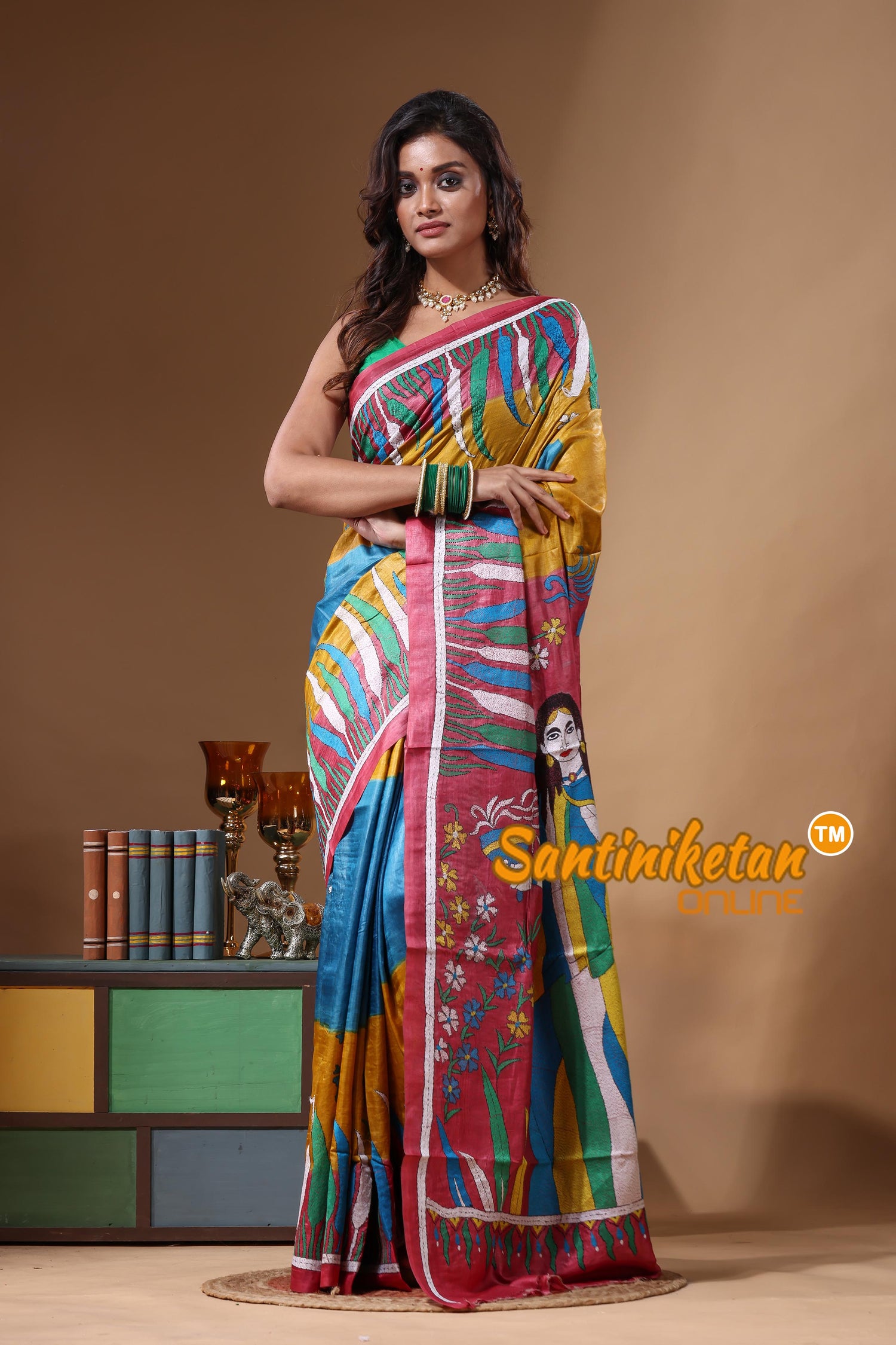 Dye Pure Gachi Tussar Kantha Stitch Saree SN2631650