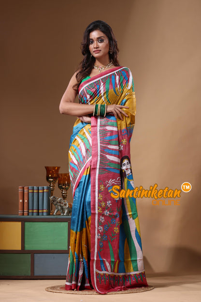 Dye Pure Gachi Tussar Kantha Stitch Saree SN2631650