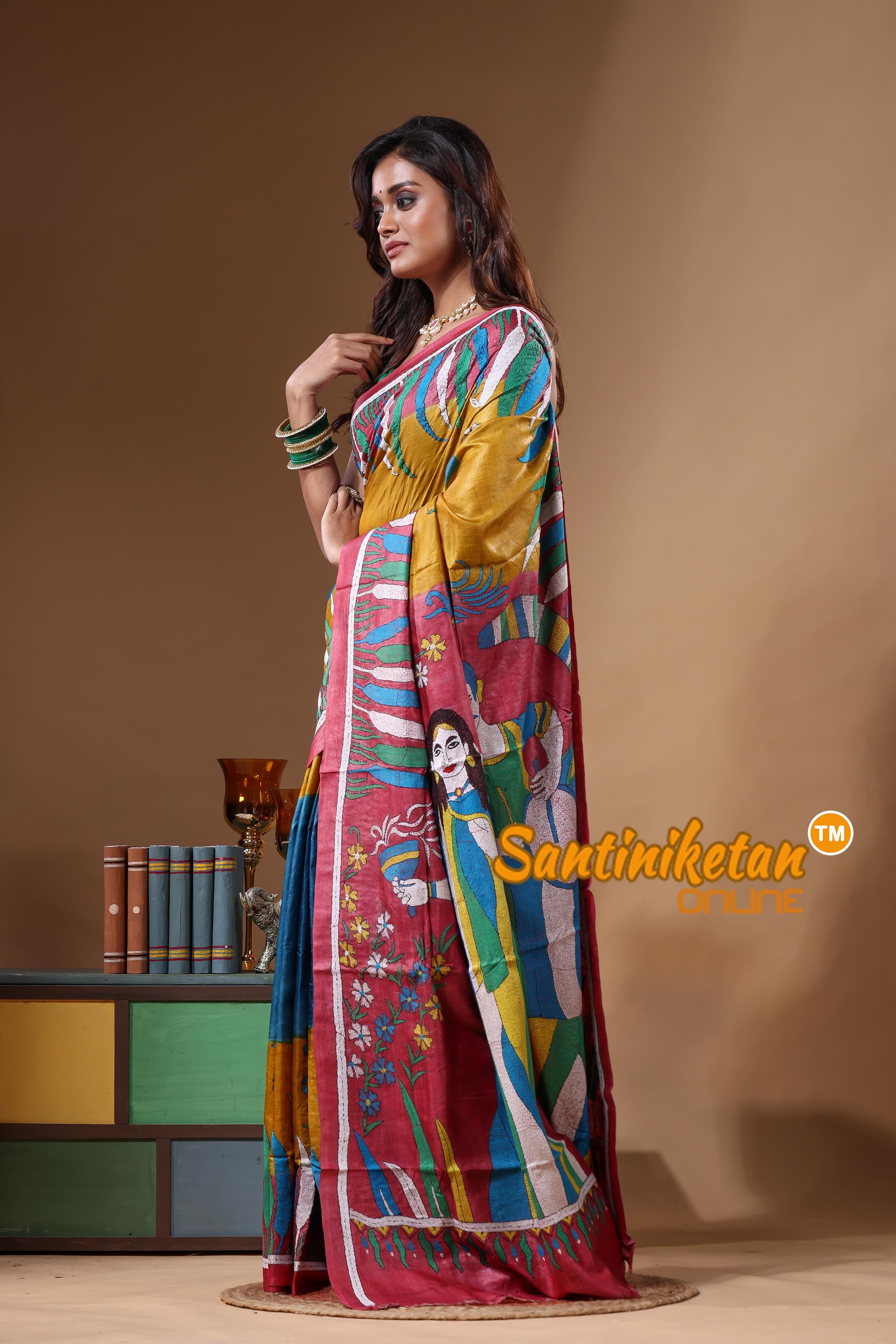 Dye Pure Gachi Tussar Kantha Stitch Saree SN2631650