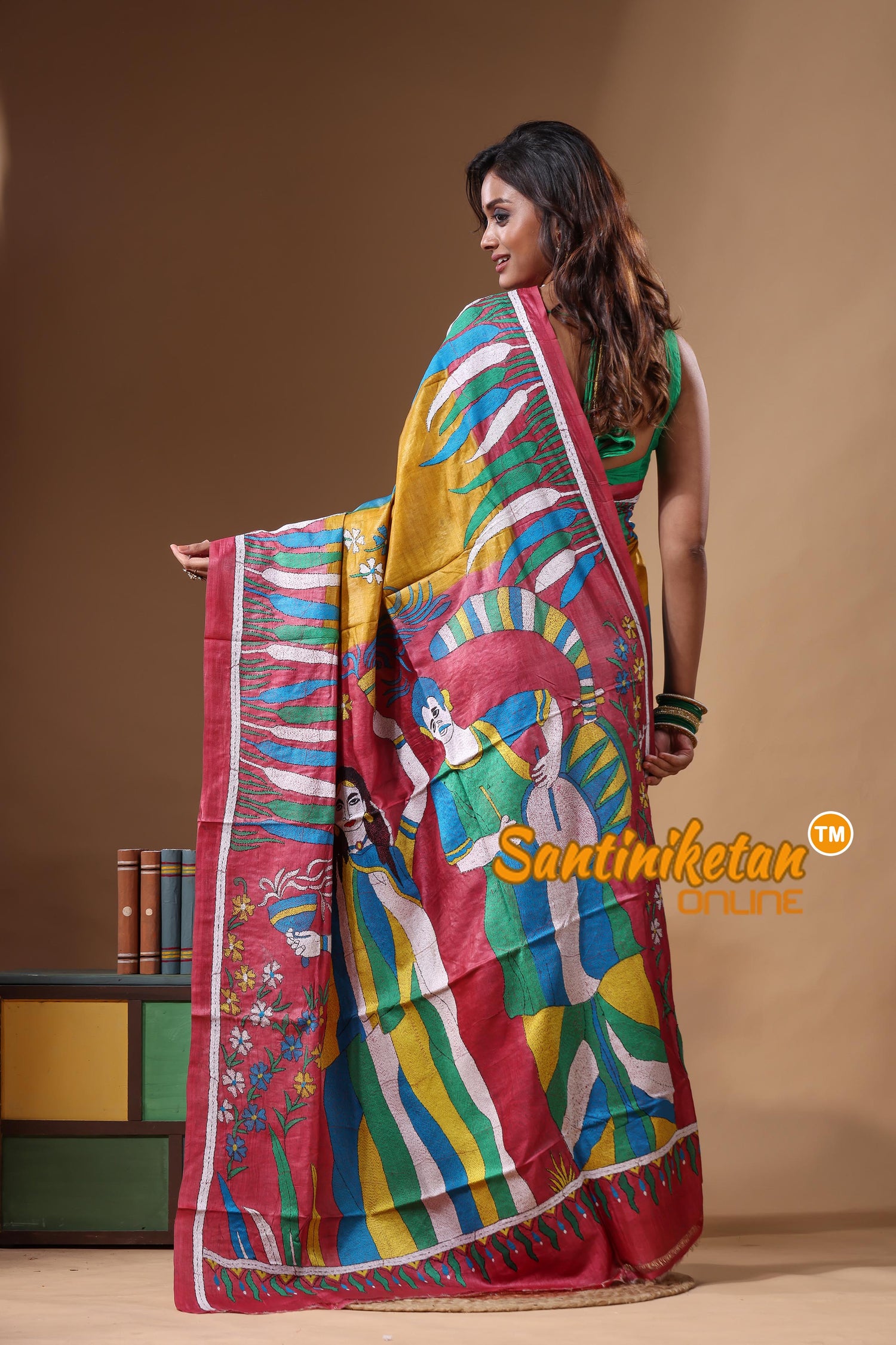 Dye Pure Gachi Tussar Kantha Stitch Saree SN2631650