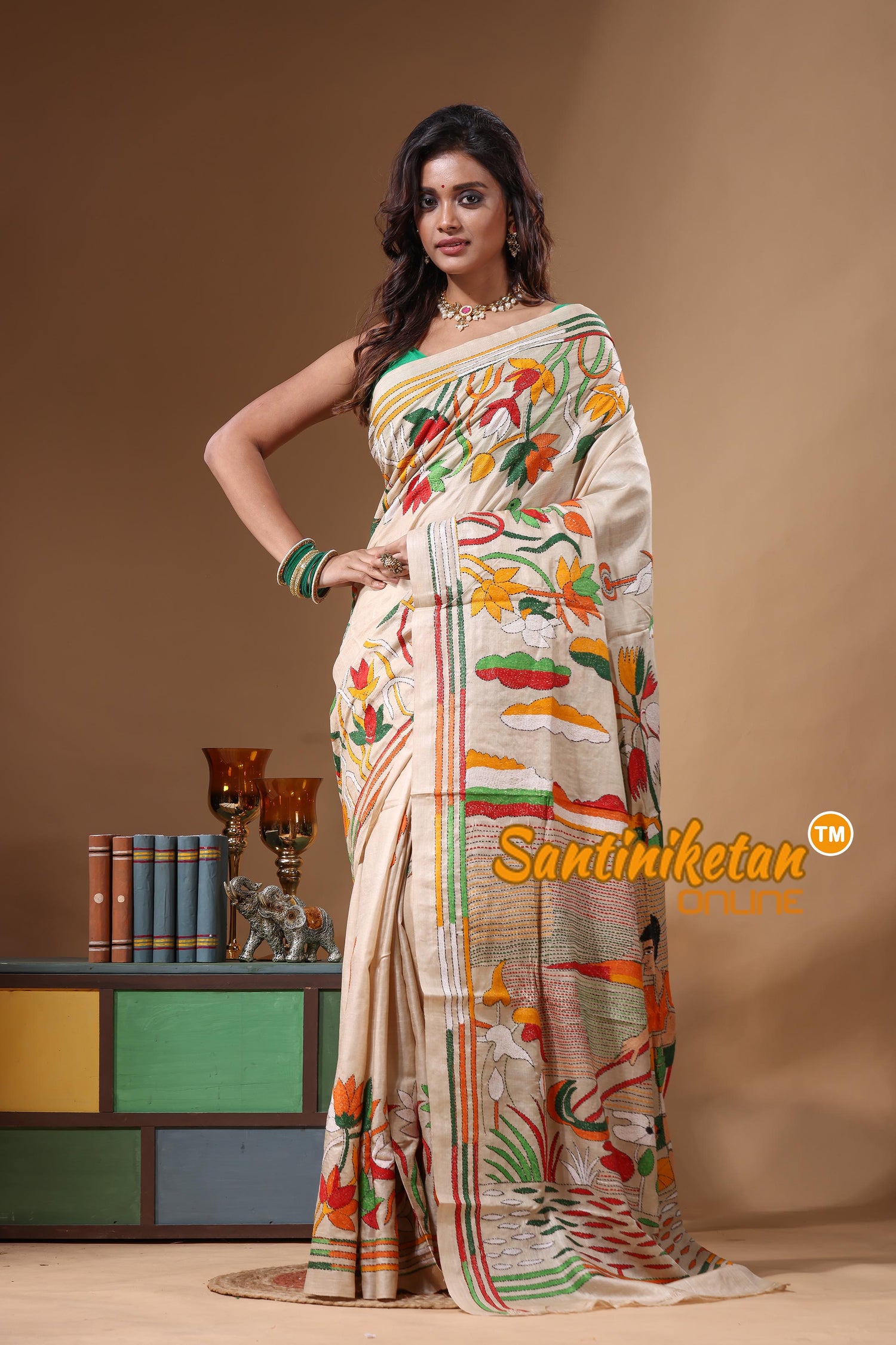 Pure Gachi Tussar Kantha Stitch Saree SN2631656