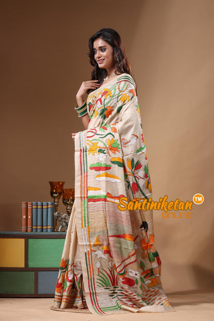 Pure Gachi Tussar Kantha Stitch Saree SN2631656