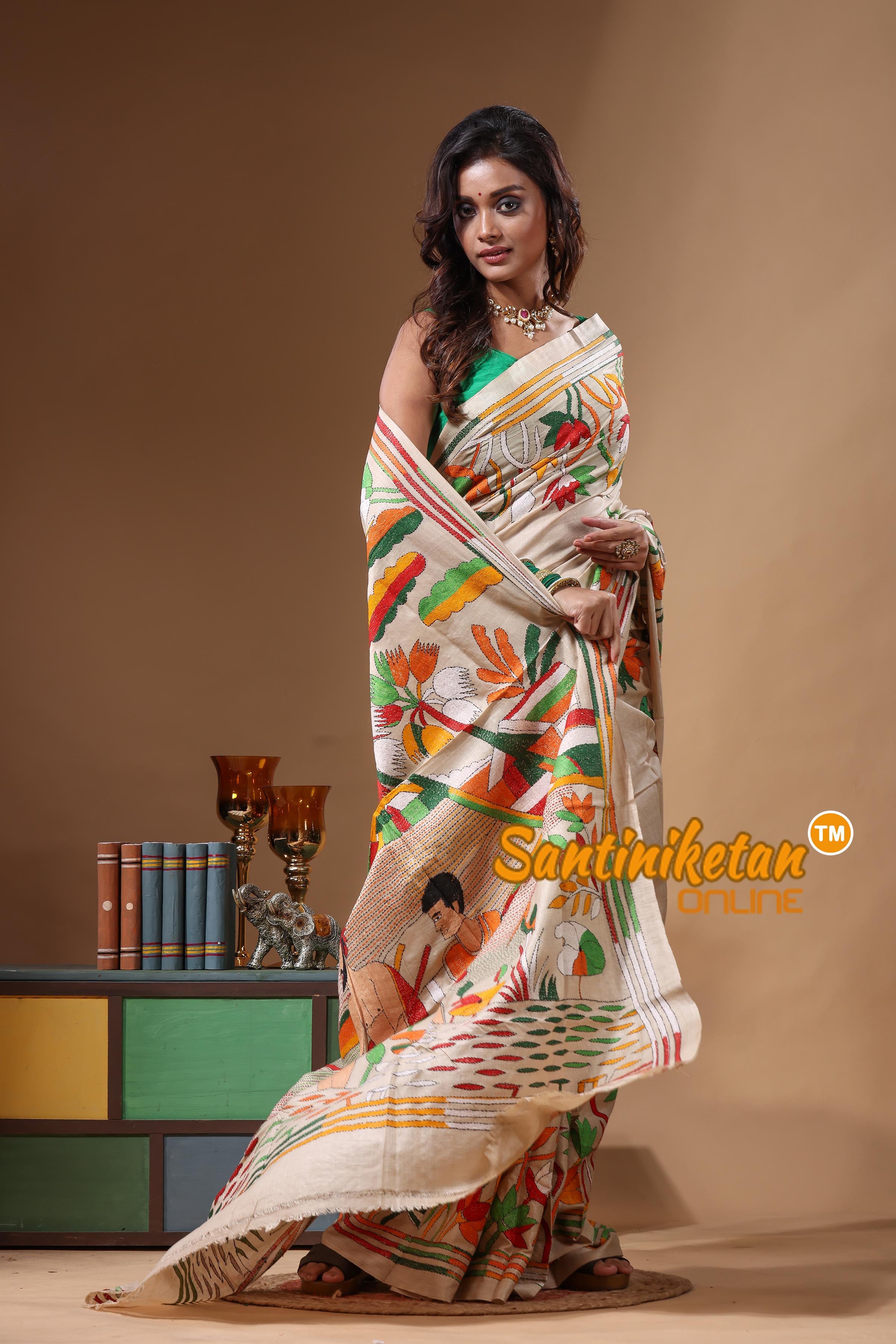 Pure Gachi Tussar Kantha Stitch Saree SN2631656