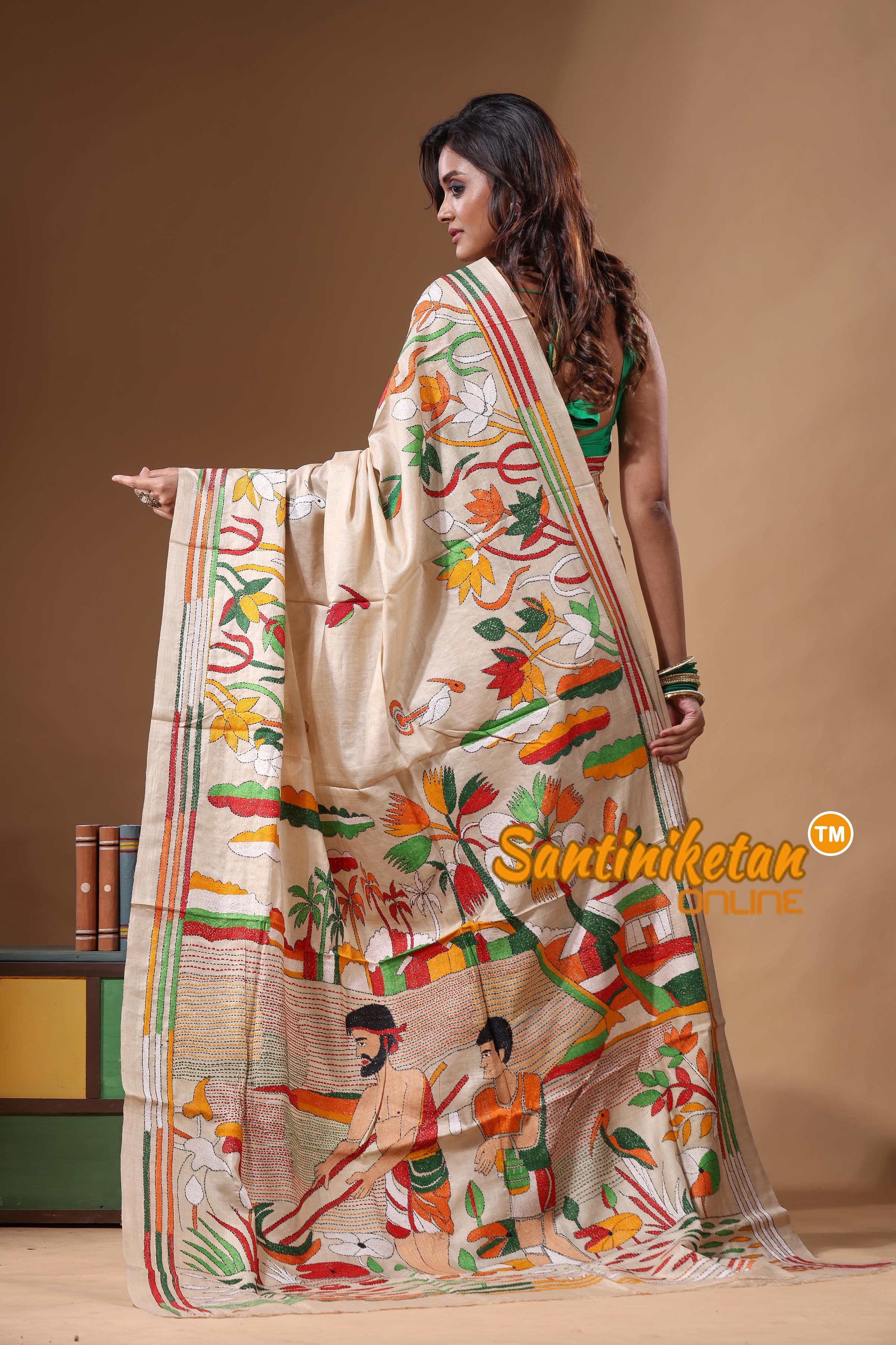 Pure Gachi Tussar Kantha Stitch Saree SN2631656