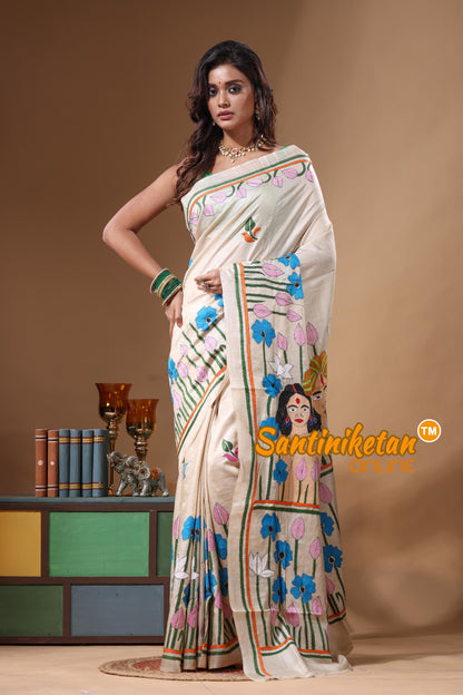 Pure Gachi Tussar Kantha Stitch Saree SN2631668