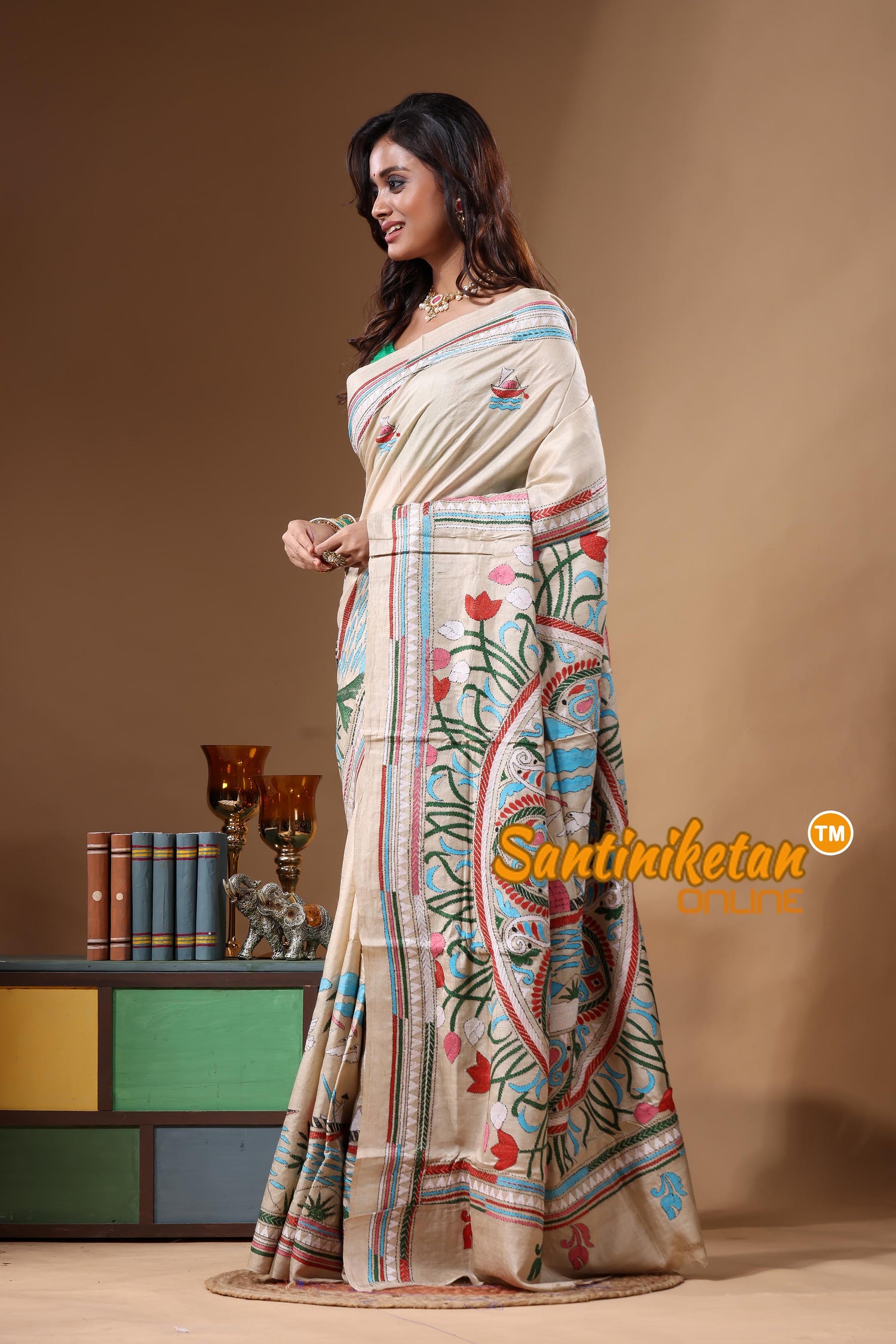 Pure Gachi Tussar Kantha Stitch Saree SN2631674