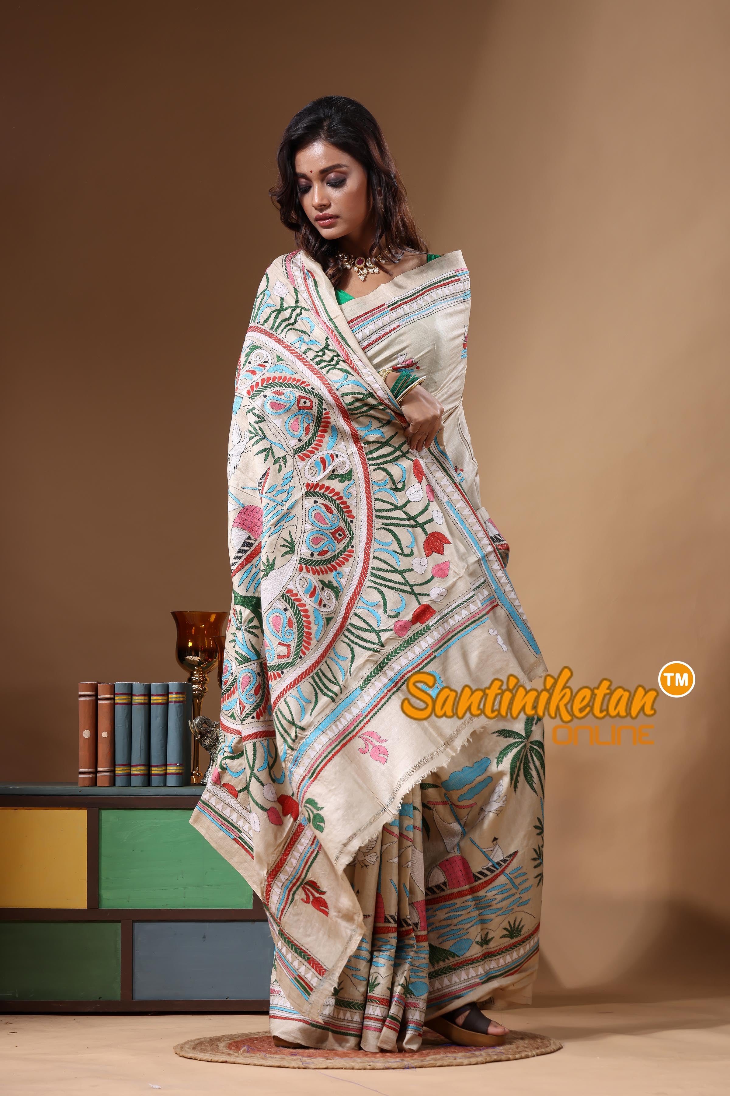 Pure Gachi Tussar Kantha Stitch Saree SN2631674