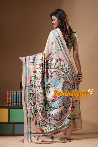 Pure Gachi Tussar Kantha Stitch Saree SN2631674