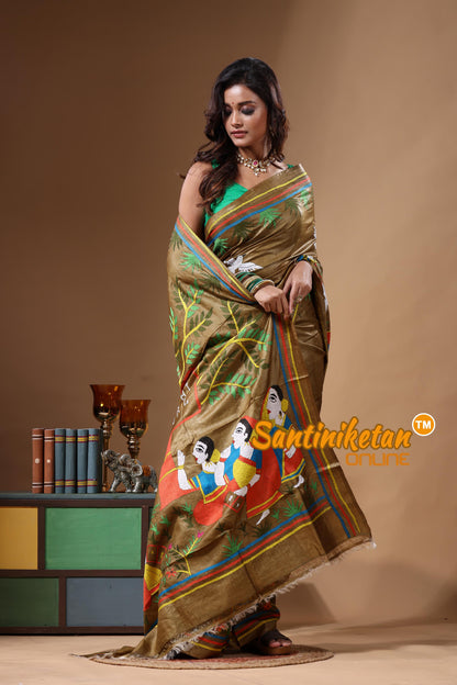 Dye Pure Gachi Tussar Kantha Stitch Saree SN2631680
