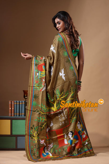 Dye Pure Gachi Tussar Kantha Stitch Saree SN2631680
