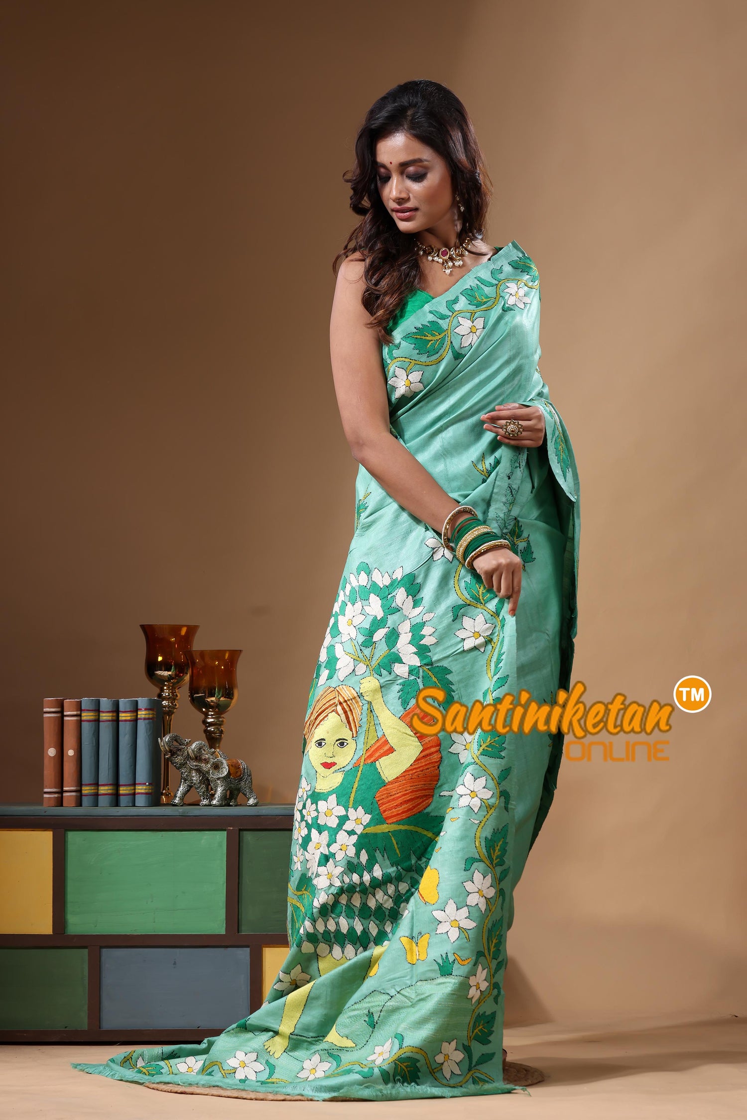 Dye Pure Gachi Tussar Kantha Stitch Saree SN2631686