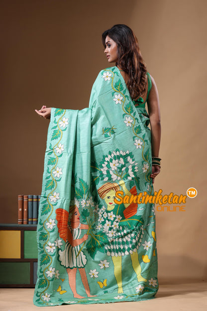 Dye Pure Gachi Tussar Kantha Stitch Saree SN2631686
