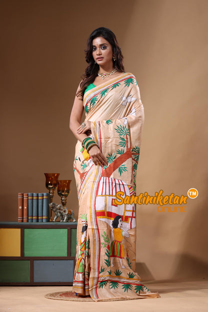Pure Gachi Tussar Kantha Stitch Saree SN2631704