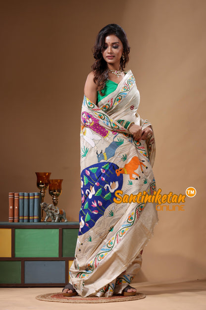 Pure Gachi Tussar Kantha Stitch Saree SN2631710