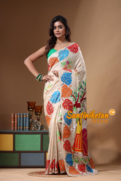 Pure Gachi Tussar Kantha Stitch Saree SN2631716
