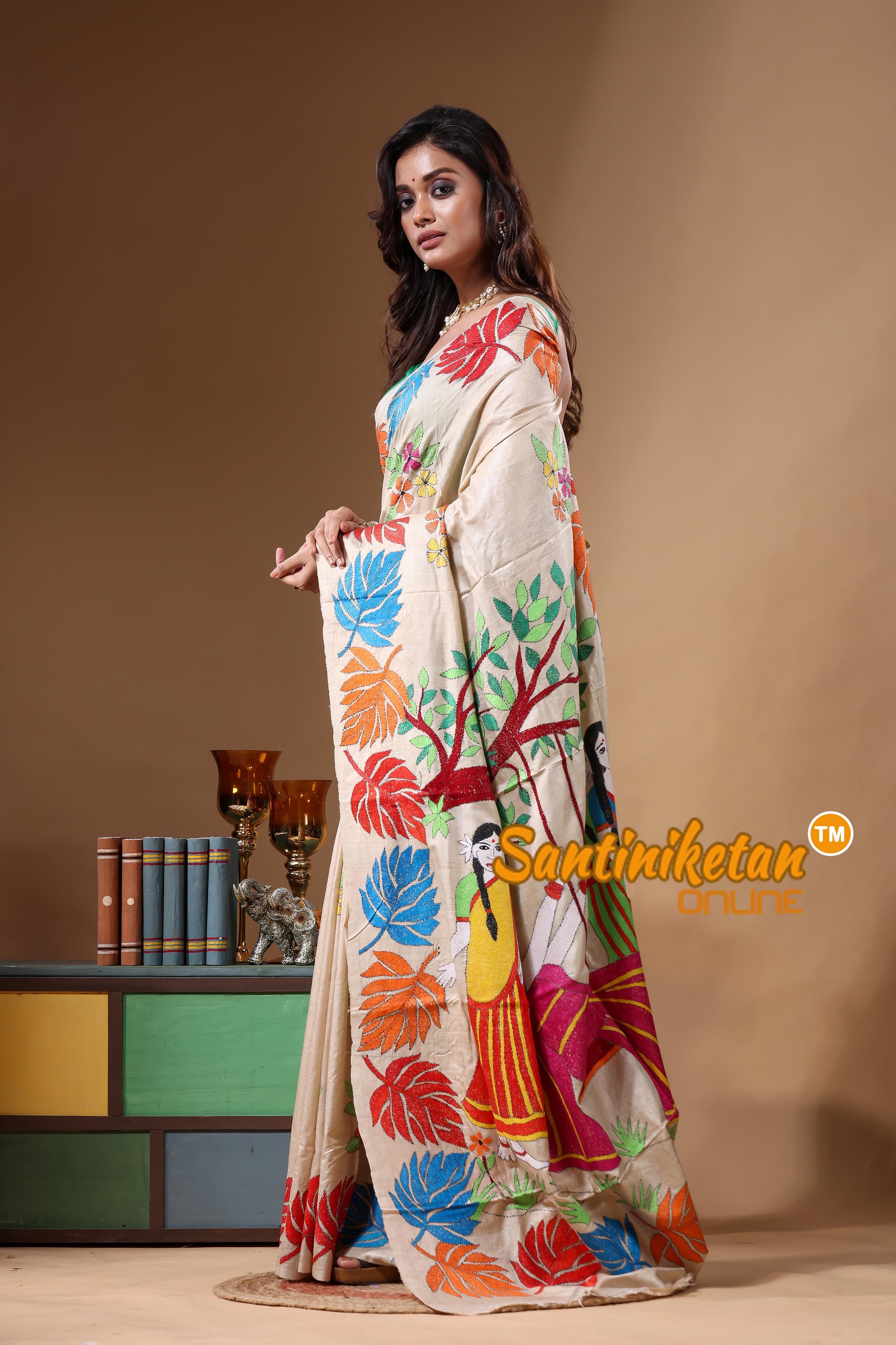 Pure Gachi Tussar Kantha Stitch Saree SN2631716