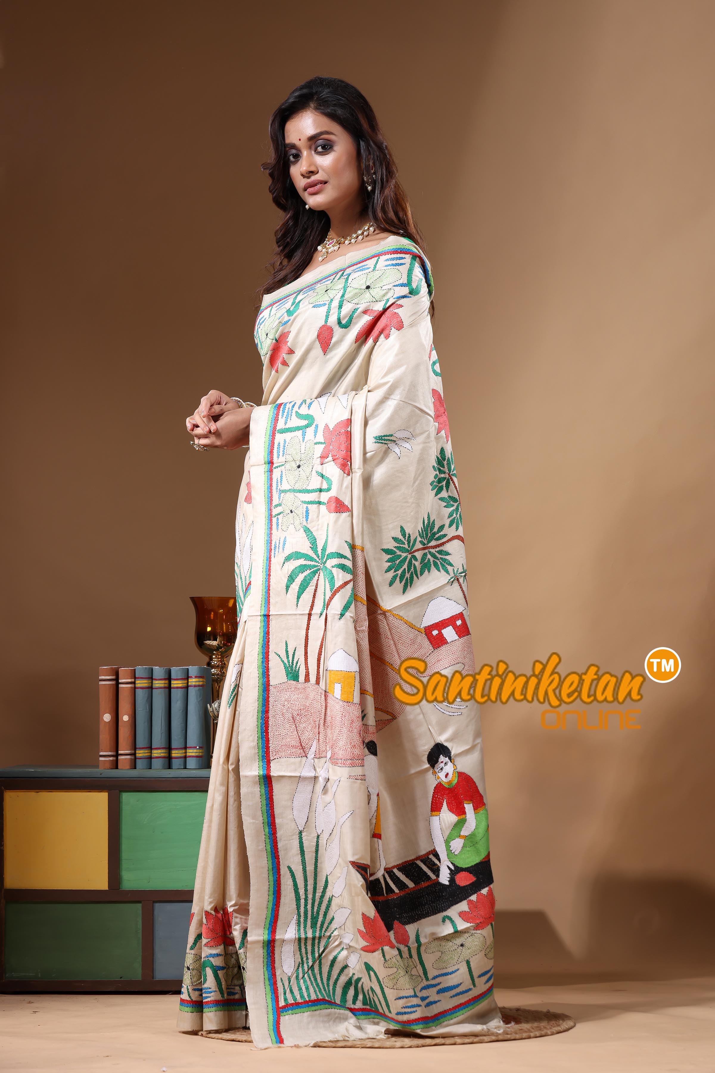 Pure Gachi Tussar Kantha Stitch Saree SN2631722