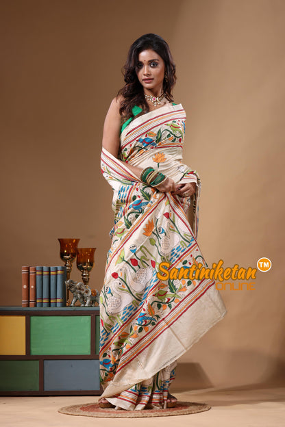 Pure Gachi Tussar Kantha Stitch Saree SN2631734