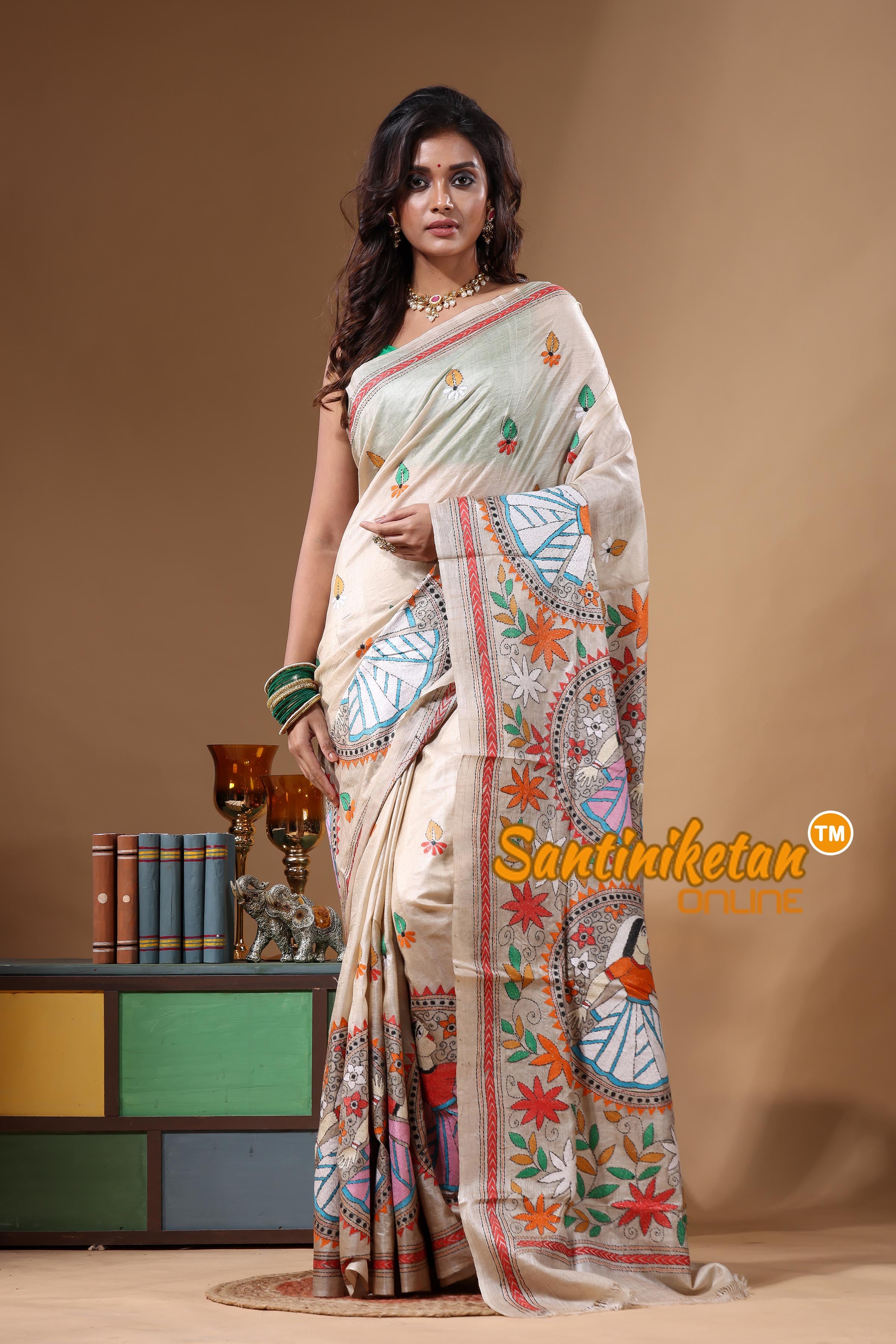 Pure Gachi Tussar Kantha Stitch Saree SN2631740